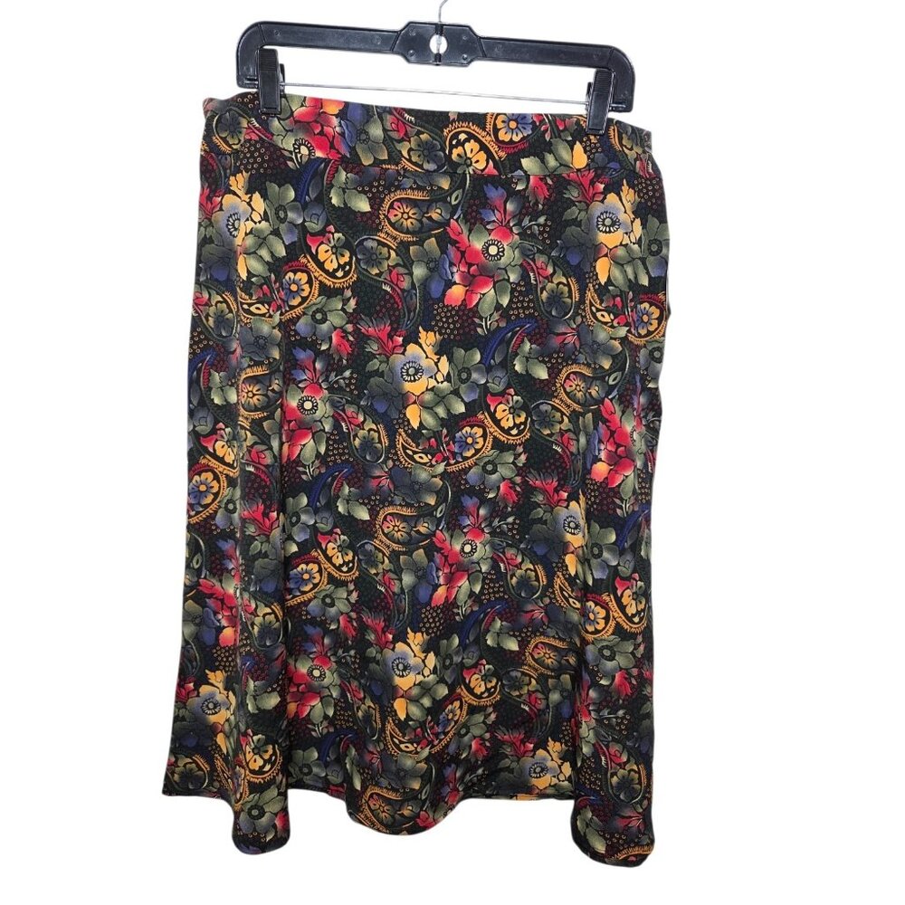 Vintage Sag Harbor Floral Paisley Colorful Midi A-Line Skirt 14‎ New Nwt